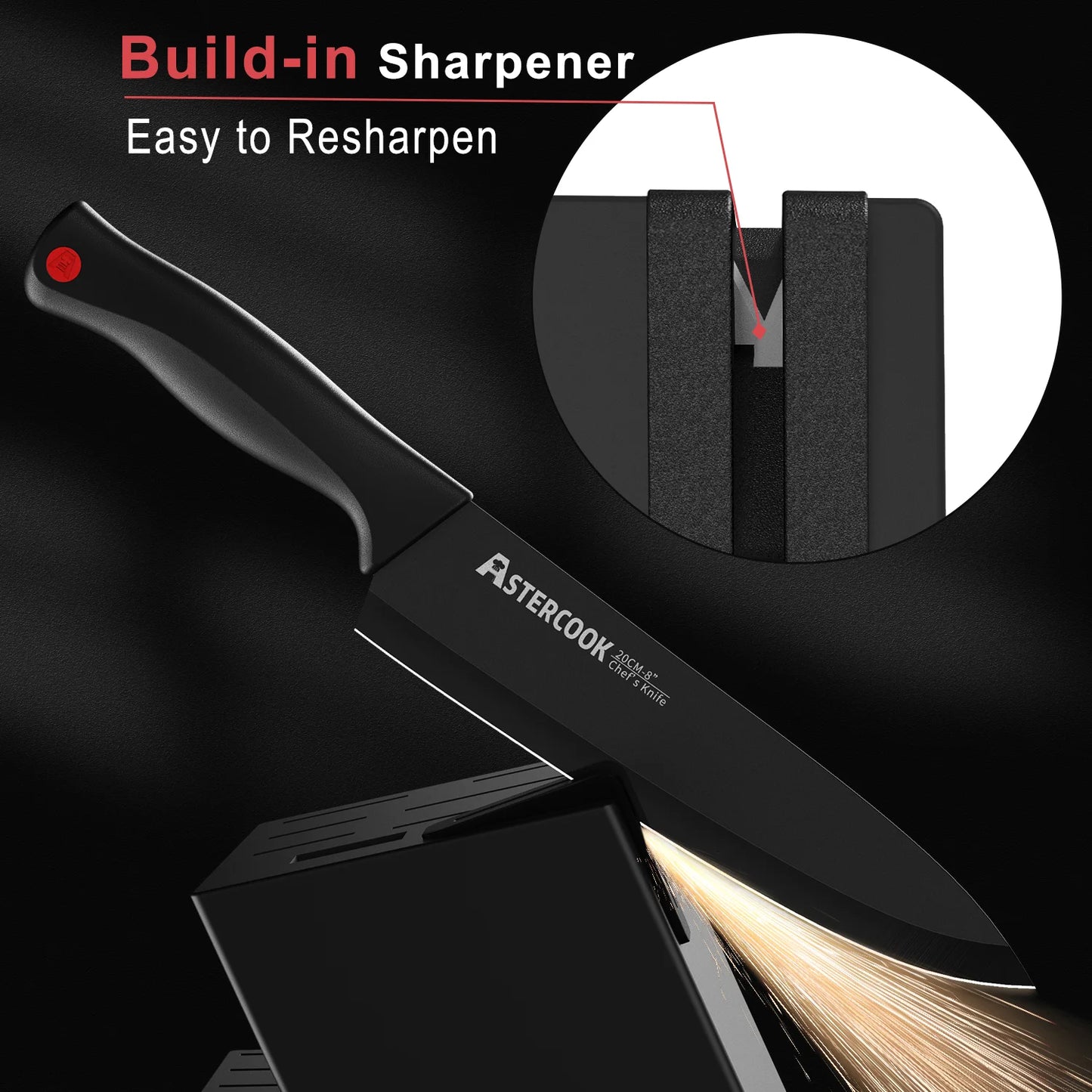 Knife Set with Sharpener Block