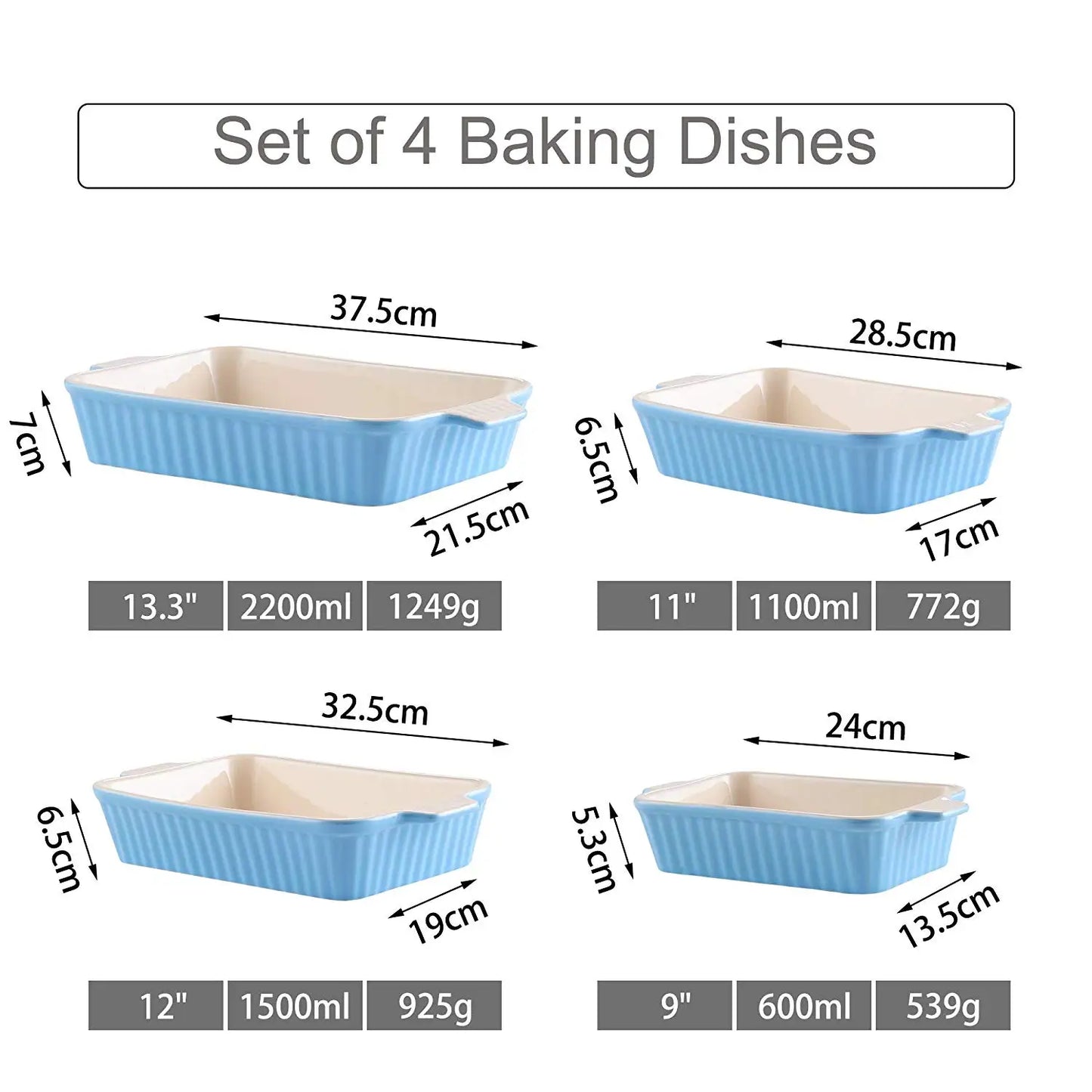 4-Piece Table Baking Dish Plate