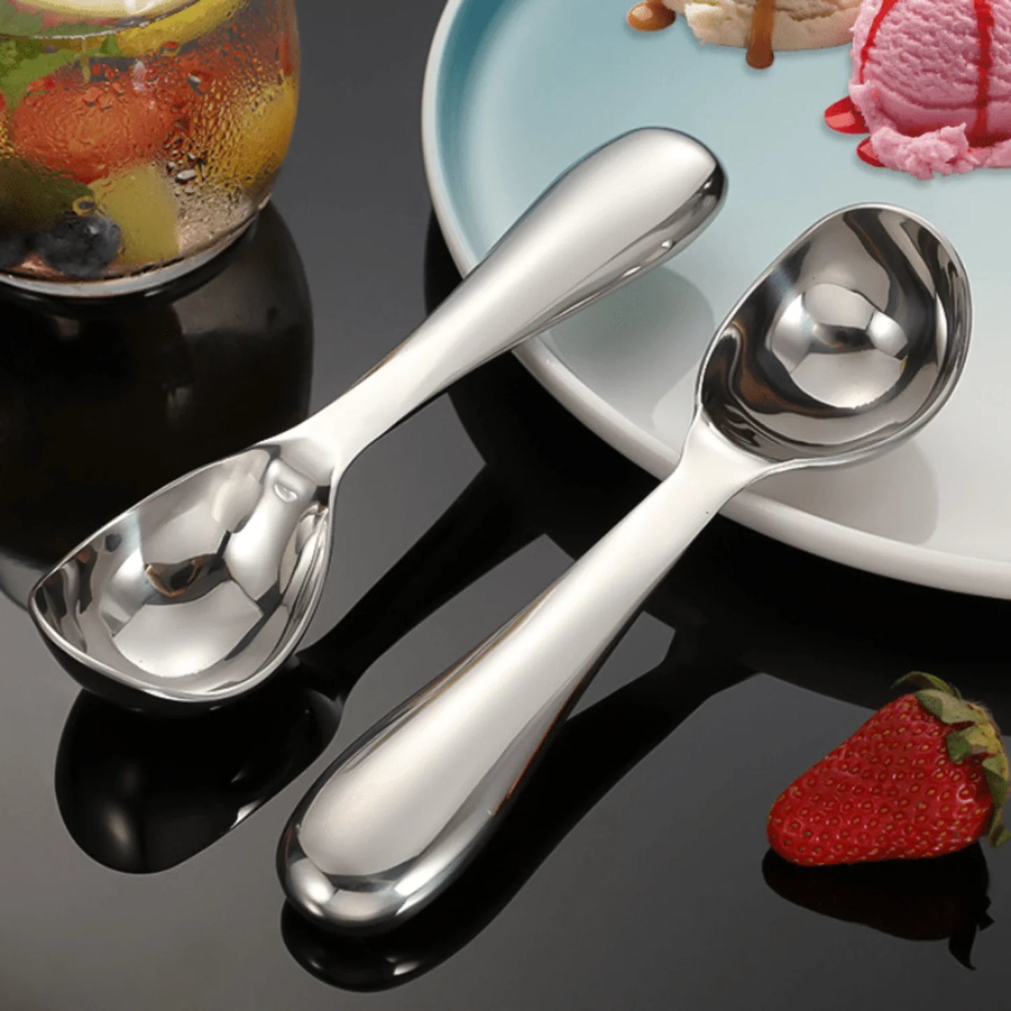 Premium Stainless Steel Ice Cream Scoop - Perfect For Watermelon & Fruit, Ideal For  And Restaurant Use