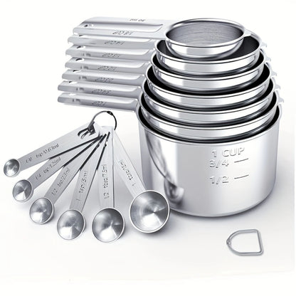 Stainless Steel Measuring Cups & Spoons Set for Cooking and Baking - Kitchen Gadgets and Baking Tools