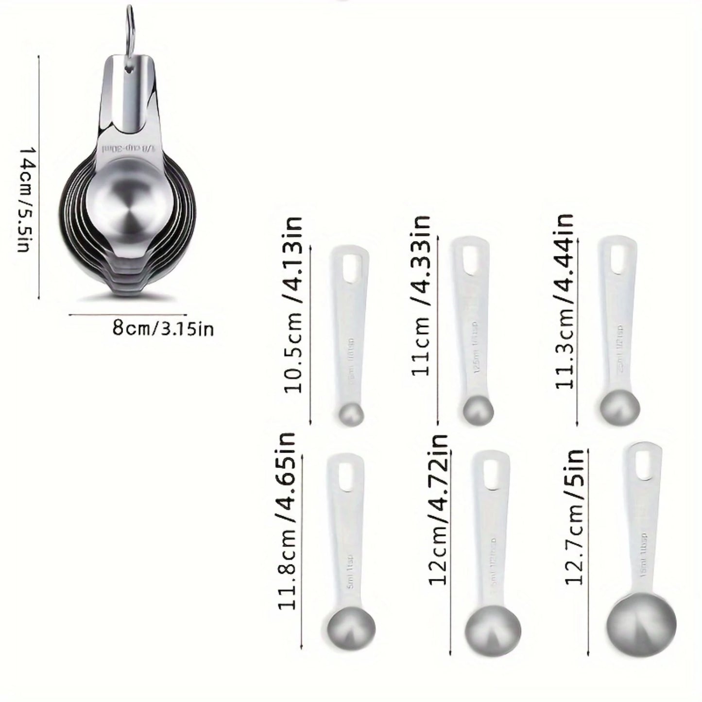 Stainless Steel Measuring Cups & Spoons Set for Cooking and Baking - Kitchen Gadgets and Baking Tools