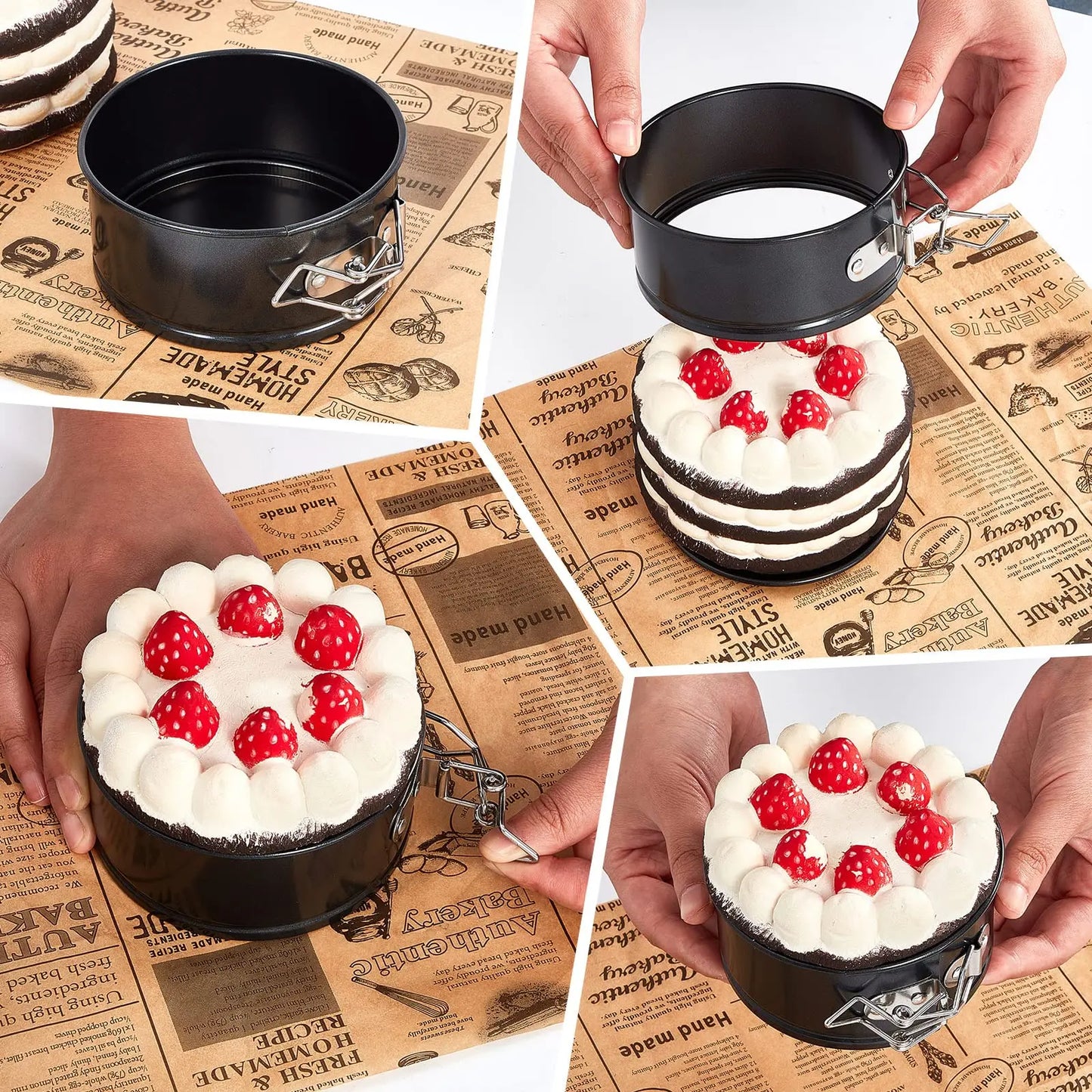 25 Pcs 4 Inch Springform Pan Mini Springform Pan Small Leakproof Round Cake Pan Mini Cheesecake Pan with Removable Bott