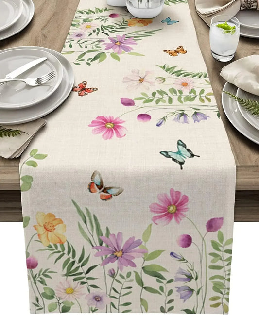 Spring Linen Table Runner