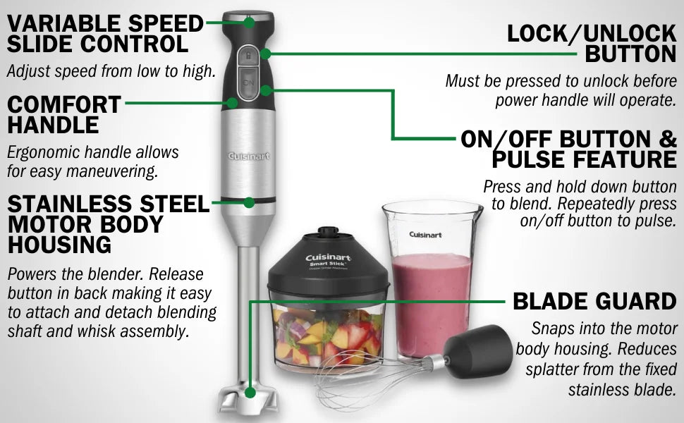 CSB-179 Smart Stick Variable Speed Hand Blender, Stainless Steel