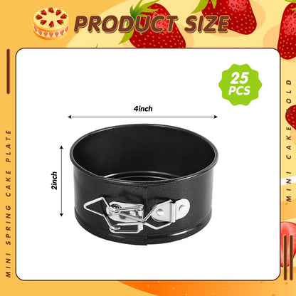 25 Pcs 4 Inch Springform Pan Mini Springform Pan Small Leakproof Round Cake Pan Mini Cheesecake Pan with Removable Bott